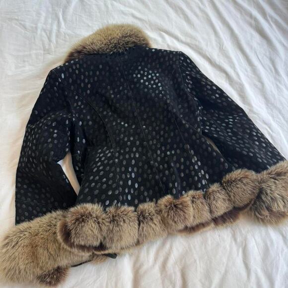 Beautiful black agfhan coat with real fur collar - Picture 4 of 5